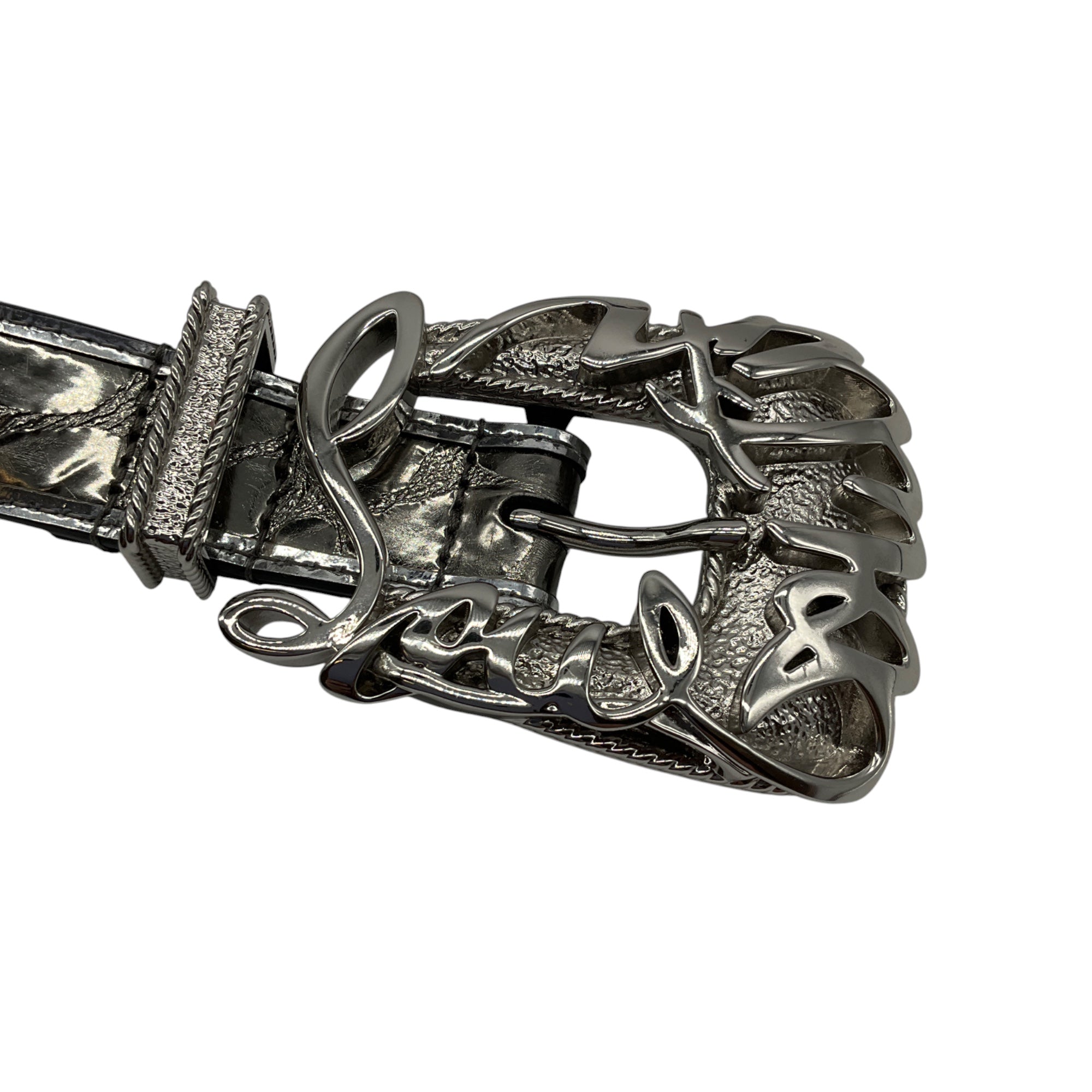 Christian Louboutin Anthracite Embossed Leather Giddy Belt