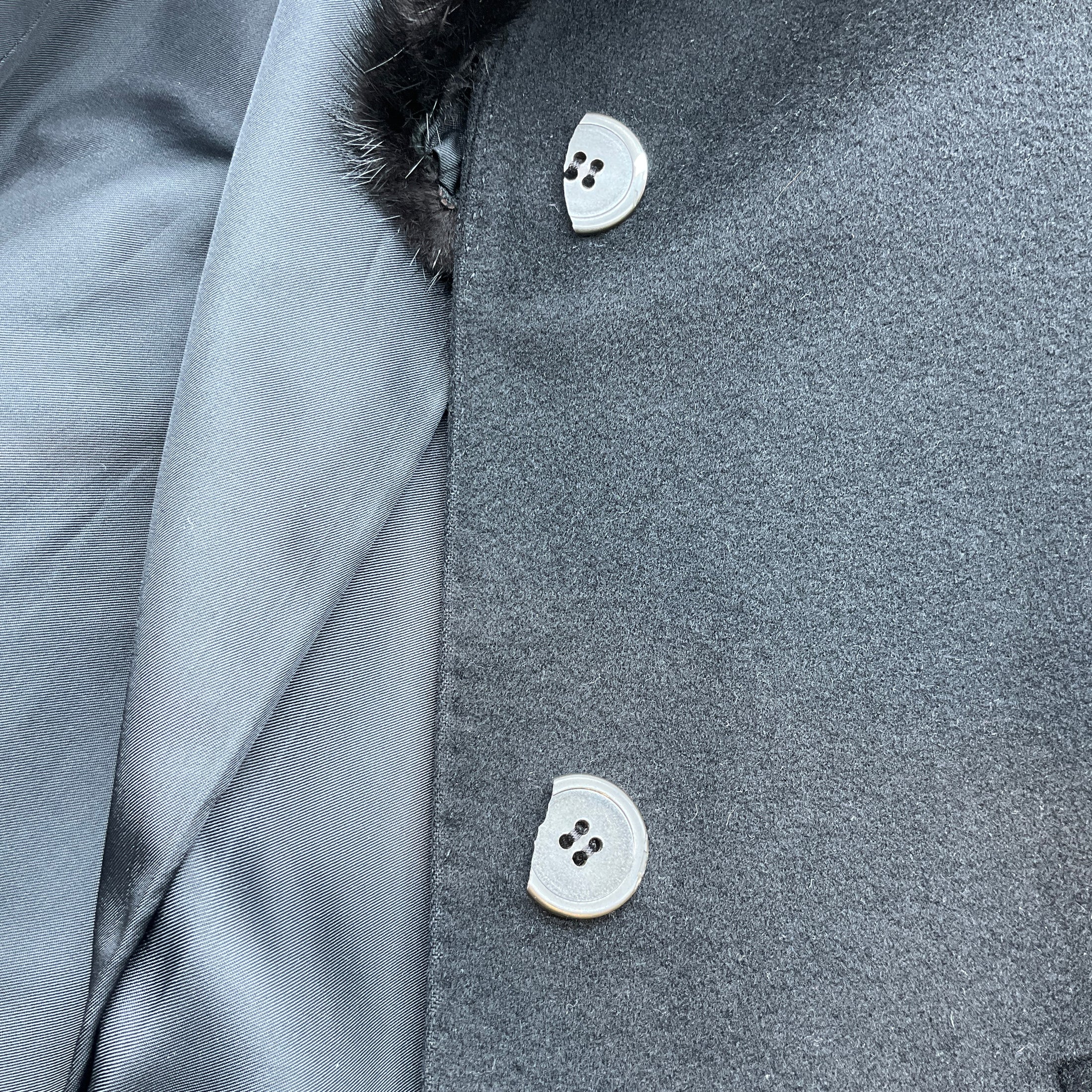 Yves Saint Laurent Vintage Black Wool Coat with Removable Mink Collar