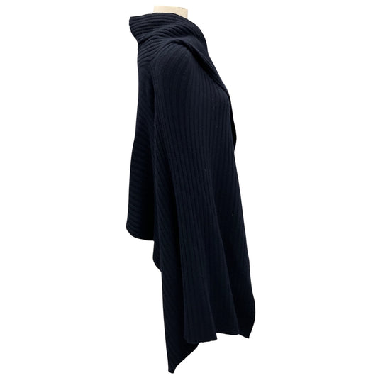Autumn Cashmere Navy Hybrid Rib Cape Sweater