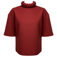 Load image into Gallery viewer, Maison Rabih Kayrouz Maroon Red Short Sleeved Tubular Neck Wool Stretch Crepe Top
