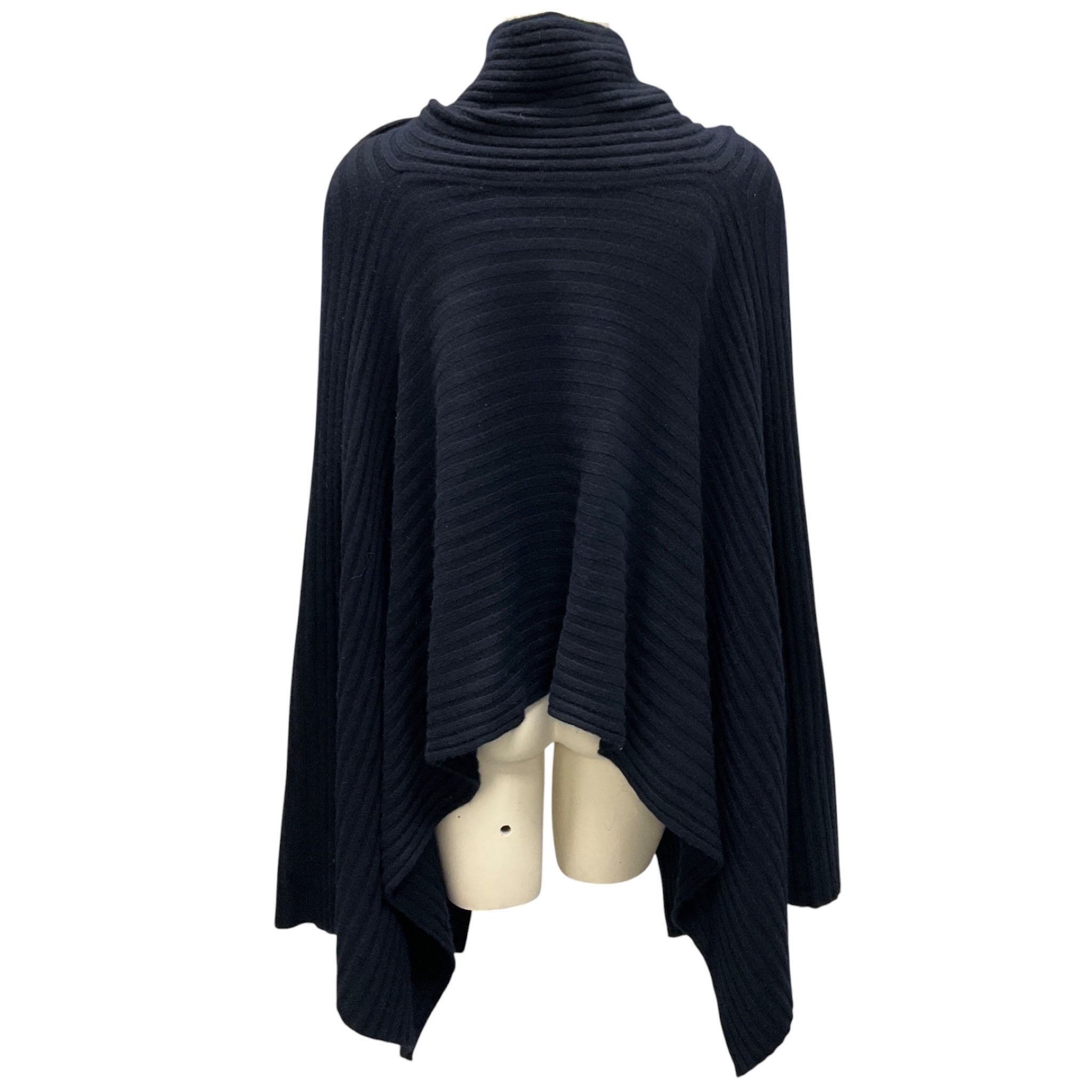 Autumn Cashmere Navy Hybrid Rib Cape Sweater