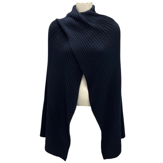 Autumn Cashmere Navy Hybrid Rib Cape Sweater