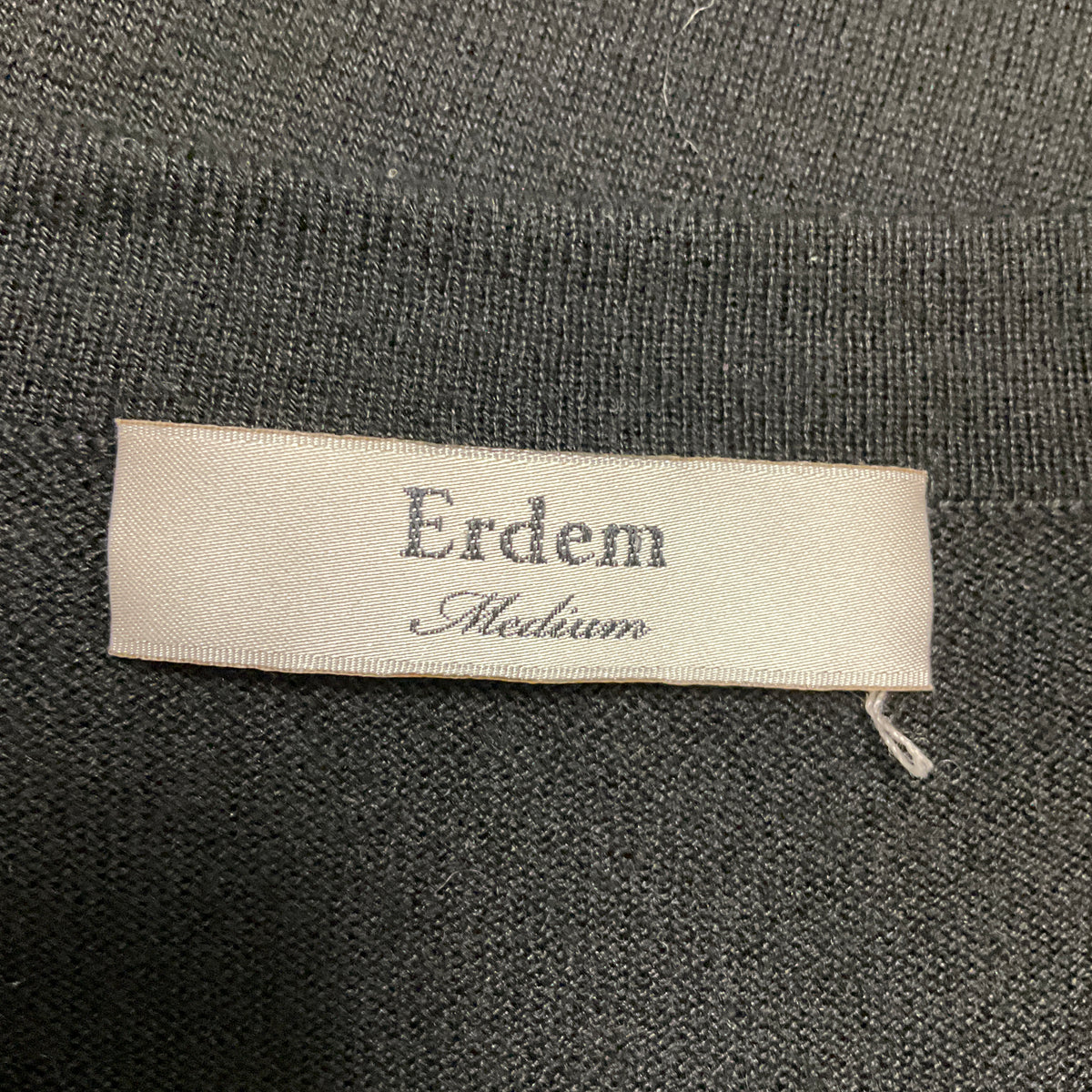 Erdem Black Multi Merino Wool and Cashmere Knit Cardigan Sweater with Silk Chiffon Scarf Print