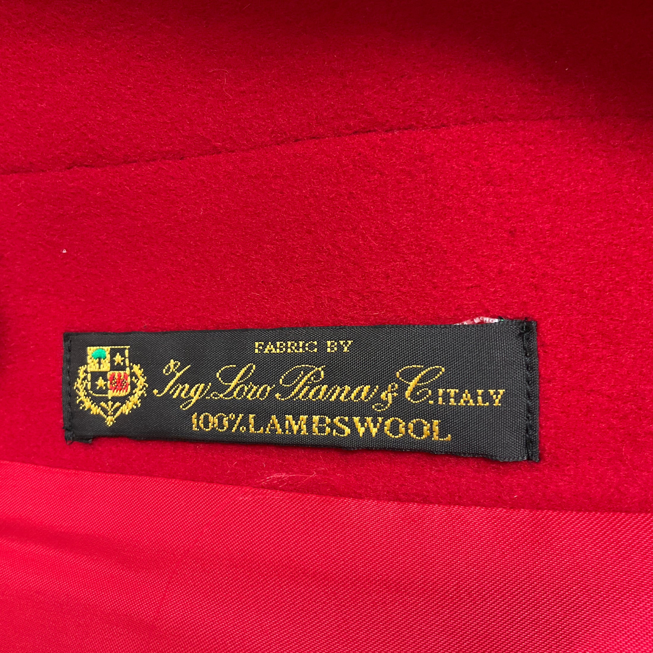 Fleurette Red / Black Fur Trimmed Mid Length Lambswool Coat