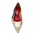 Load image into Gallery viewer, Carolina Herrera Gold Metallic / Black Bow Detail Low Heel Leather Pumps
