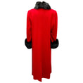 Load image into Gallery viewer, Fleurette Red / Black Fur Trimmed Mid Length Lambswool Coat
