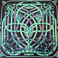 Load image into Gallery viewer, Hermes Navy Blue / Turquoise Cavalcadour Print Square Silk Twill Scarf
