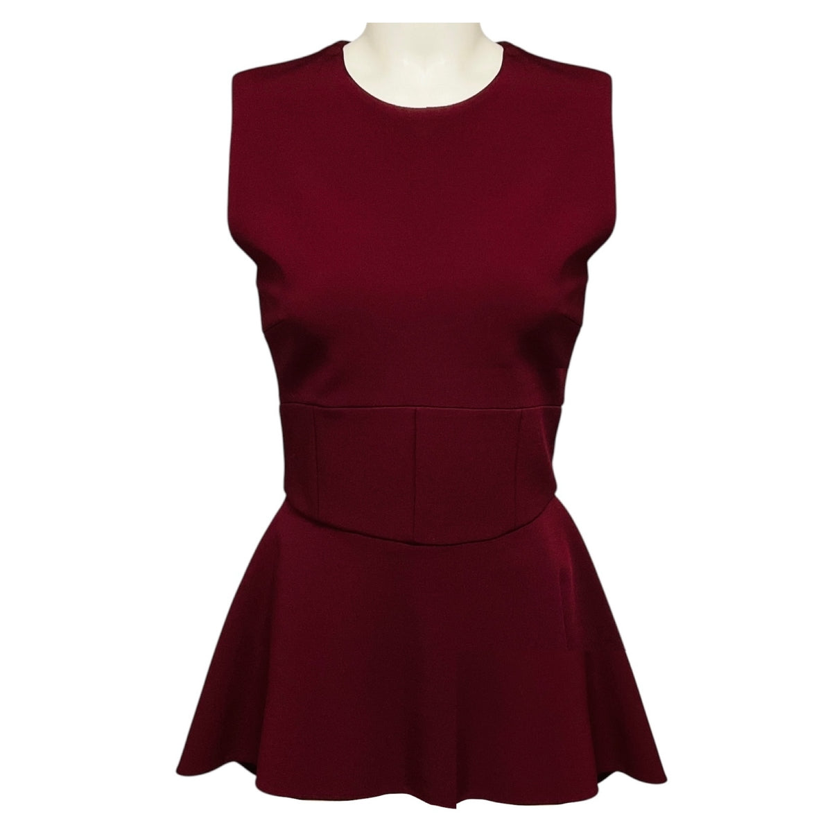 Cushnie et Ochs Burgundy Sleeveless High Low Peplum Top