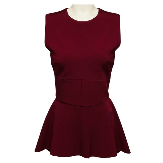 Cushnie et Ochs Burgundy Sleeveless High Low Peplum Top