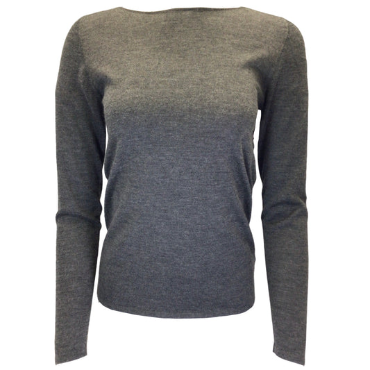 Brunello Cucinelli Charcoal Grey Long Sleeved Cashmere and Silk Knit Sweater