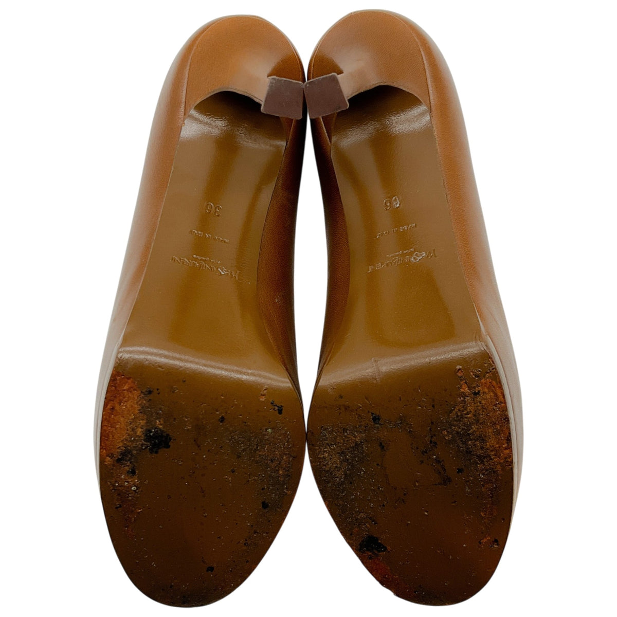 Saint Laurent Brown Leather Tribute Platform Pumps