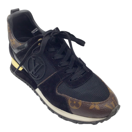 Louis Vuitton Brown / Black Monogram Canvas and Suede Calf Leather Run Away Sneakers