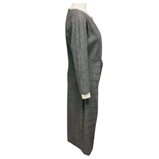 Fabiana Filippi Grey Plaid Merino Wool Dress with Monili