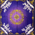 Load image into Gallery viewer, Hermes Purple / Gold Multi Cosmos Print Square Silk Twill Scarf
