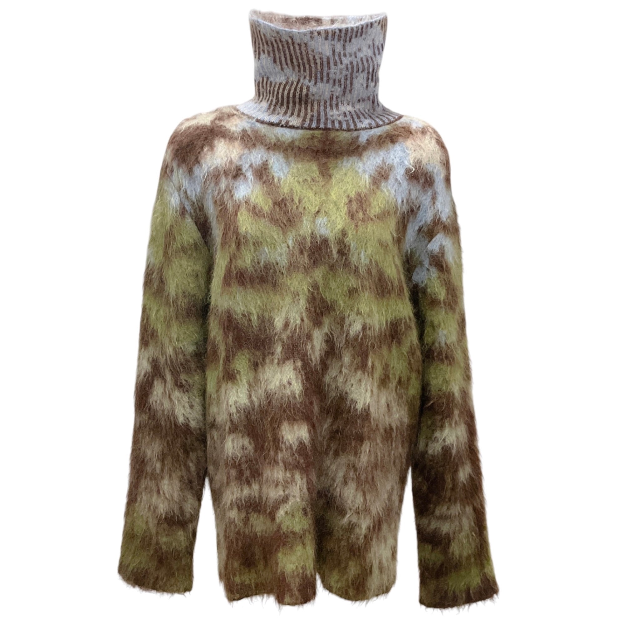 Louis Vuitton Men's Green / Blue / Brown 2019 Mohair Knit Turtleneck Sweater