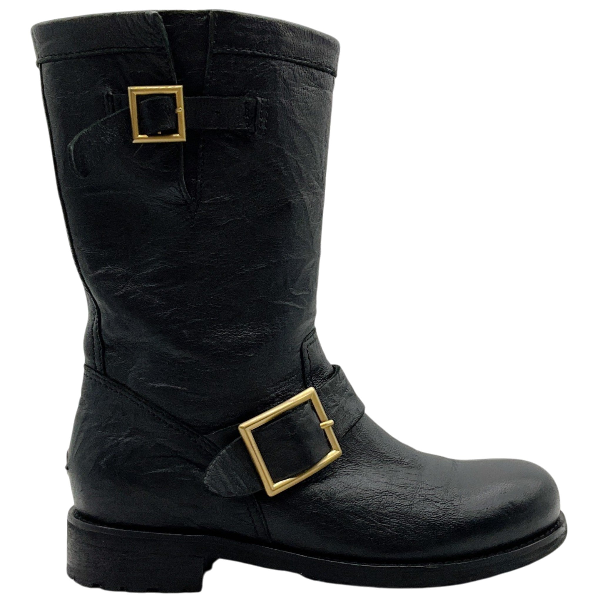 Jimmy Choo Black Leather Moto Boots