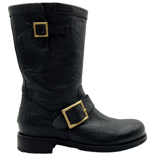 Jimmy Choo Black Leather Moto Boots