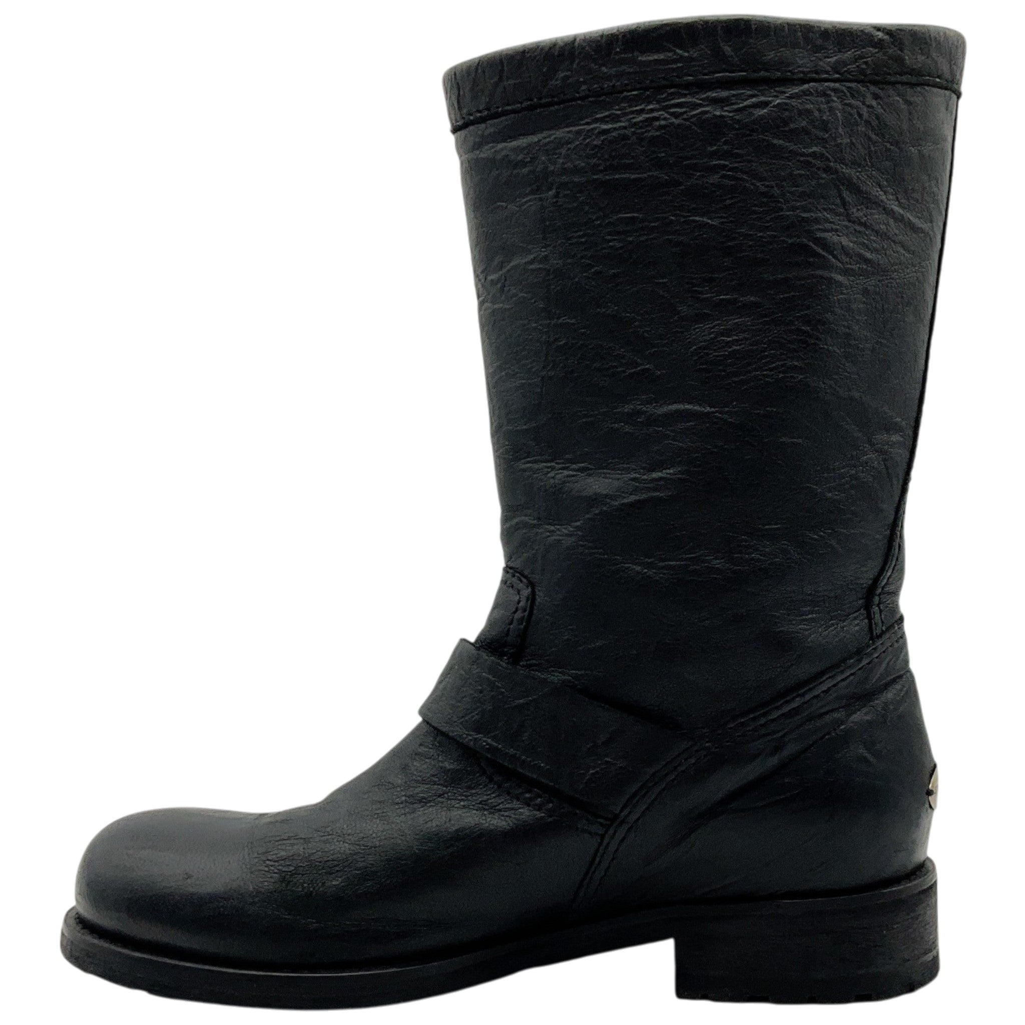 Jimmy Choo Black Leather Moto Boots