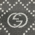 Load image into Gallery viewer, Gucci Black / Grey GG Logo Fringed Trim Wool Scarf
