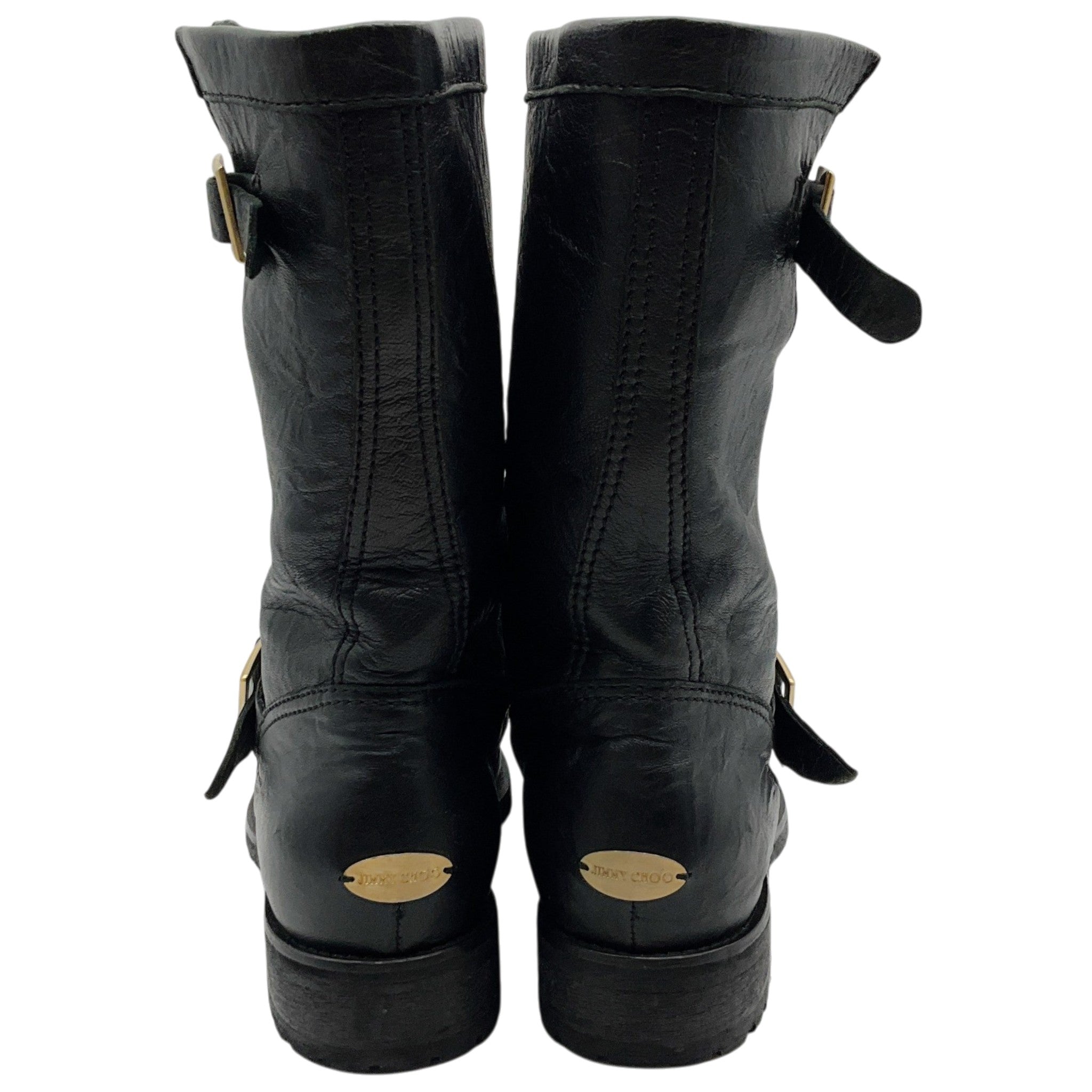 Jimmy Choo Black Leather Moto Boots