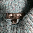 Load image into Gallery viewer, Chanel Blue Multi Intarsia Cashmere Knit Turtleneck Sweater with CC Logo Plate
