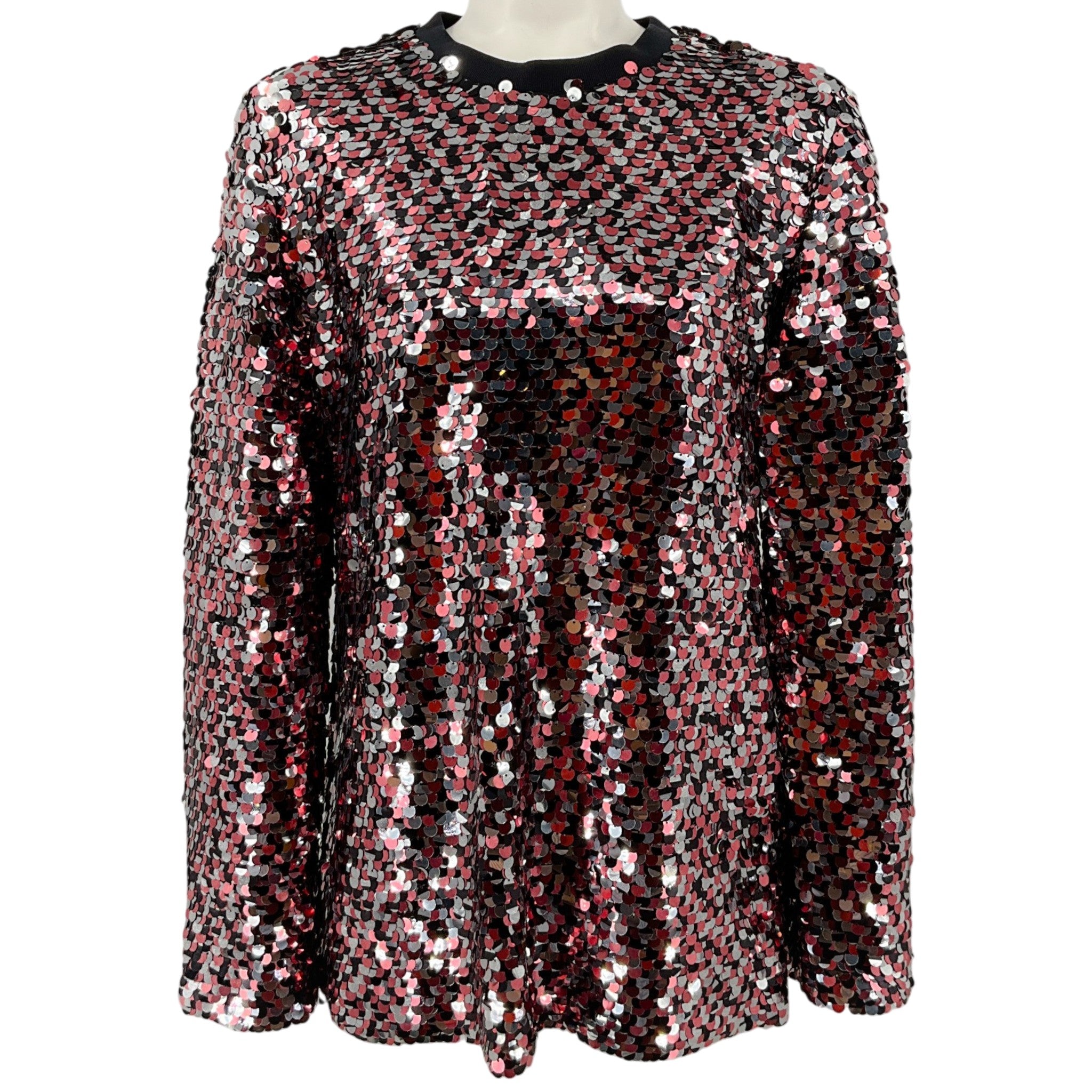 McQ by Alexander McQueen Burgundy / Black Paillettes Top
