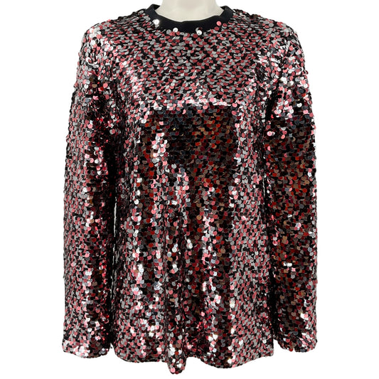 McQ by Alexander McQueen Burgundy / Black Paillettes Top
