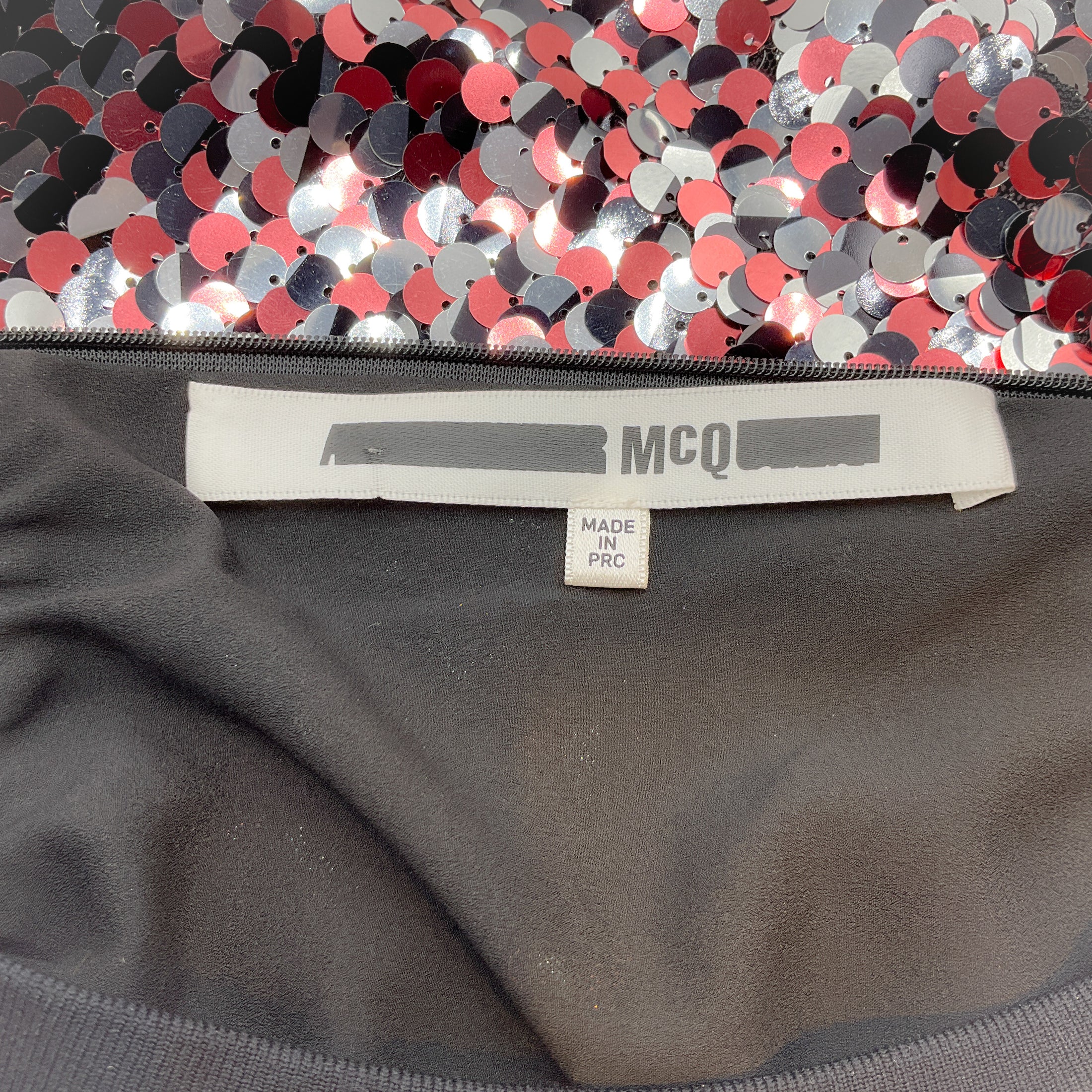 McQ by Alexander McQueen Burgundy / Black Paillettes Top