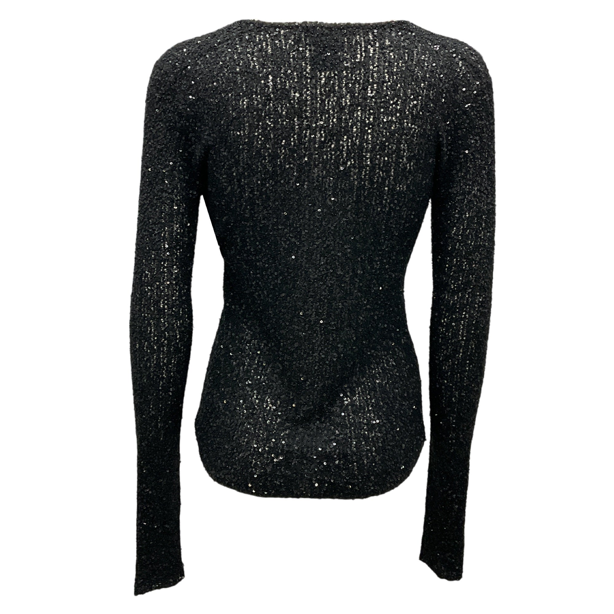 Donna Karan Black Sequined Cashmere Knit Sweater