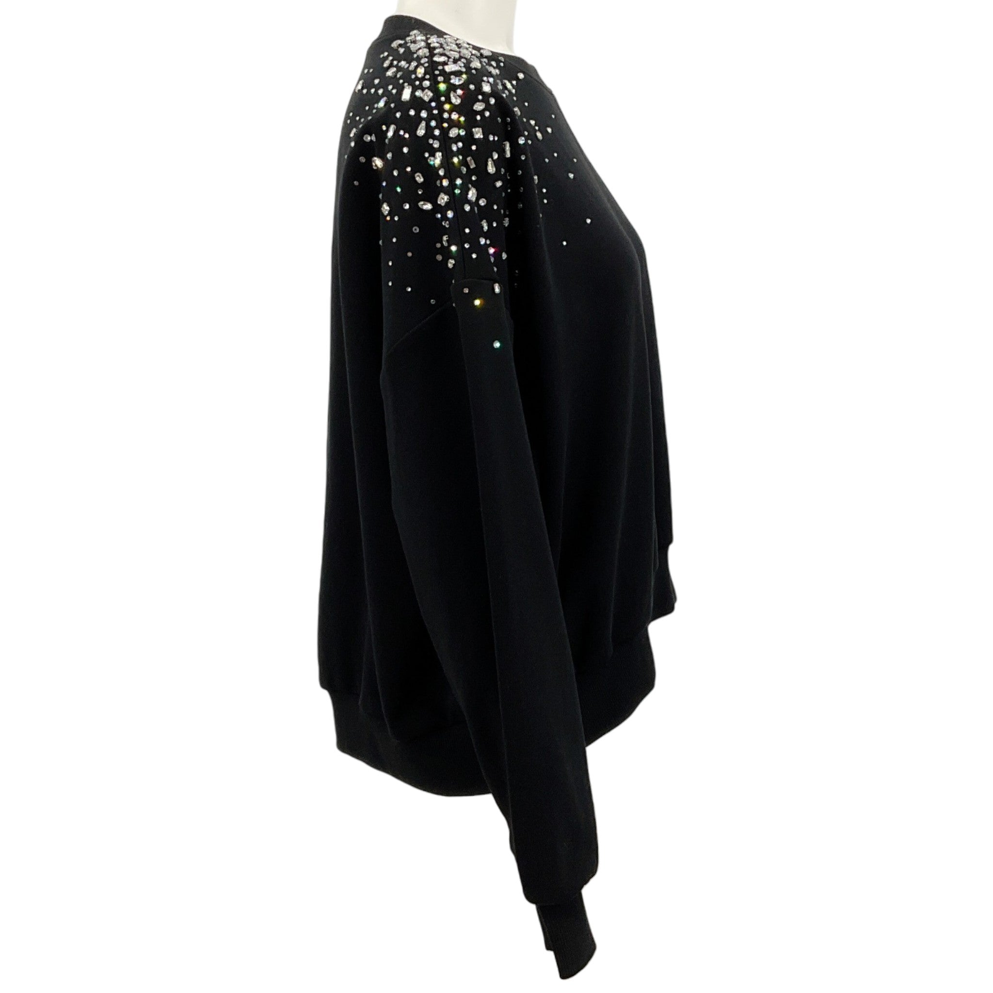 Cinq à Sept Black Cotton Brandy Crackle Rhinestone Sweatshirt