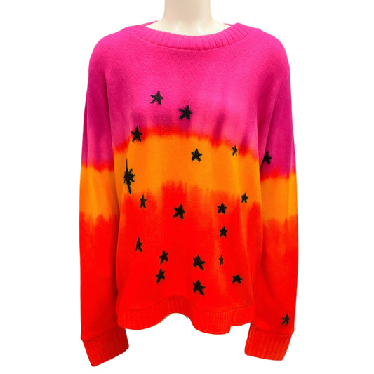 The Elder Statesman Pink / Orange / Black Star Patterned Cashmere Knit Sweater