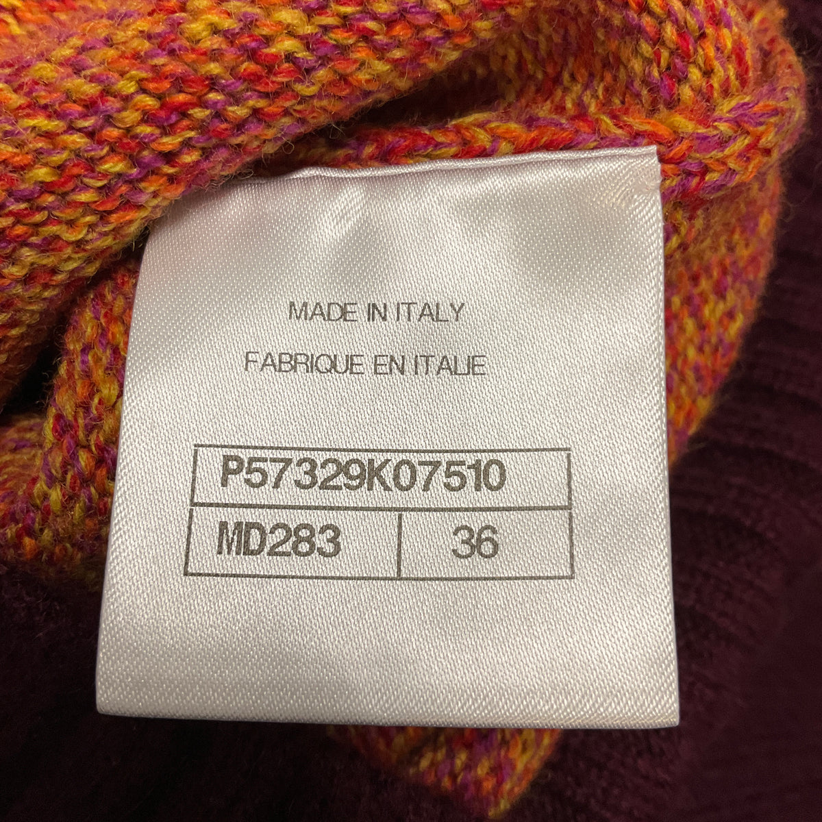 Chanel Orange / Burgundy Marled Wool and Cashmere Knit Pullover Sweater with CC Logo Buttons