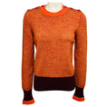 Load image into Gallery viewer, Chanel Orange / Burgundy Marled Wool and Cashmere Knit Pullover Sweater with CC Logo Buttons
