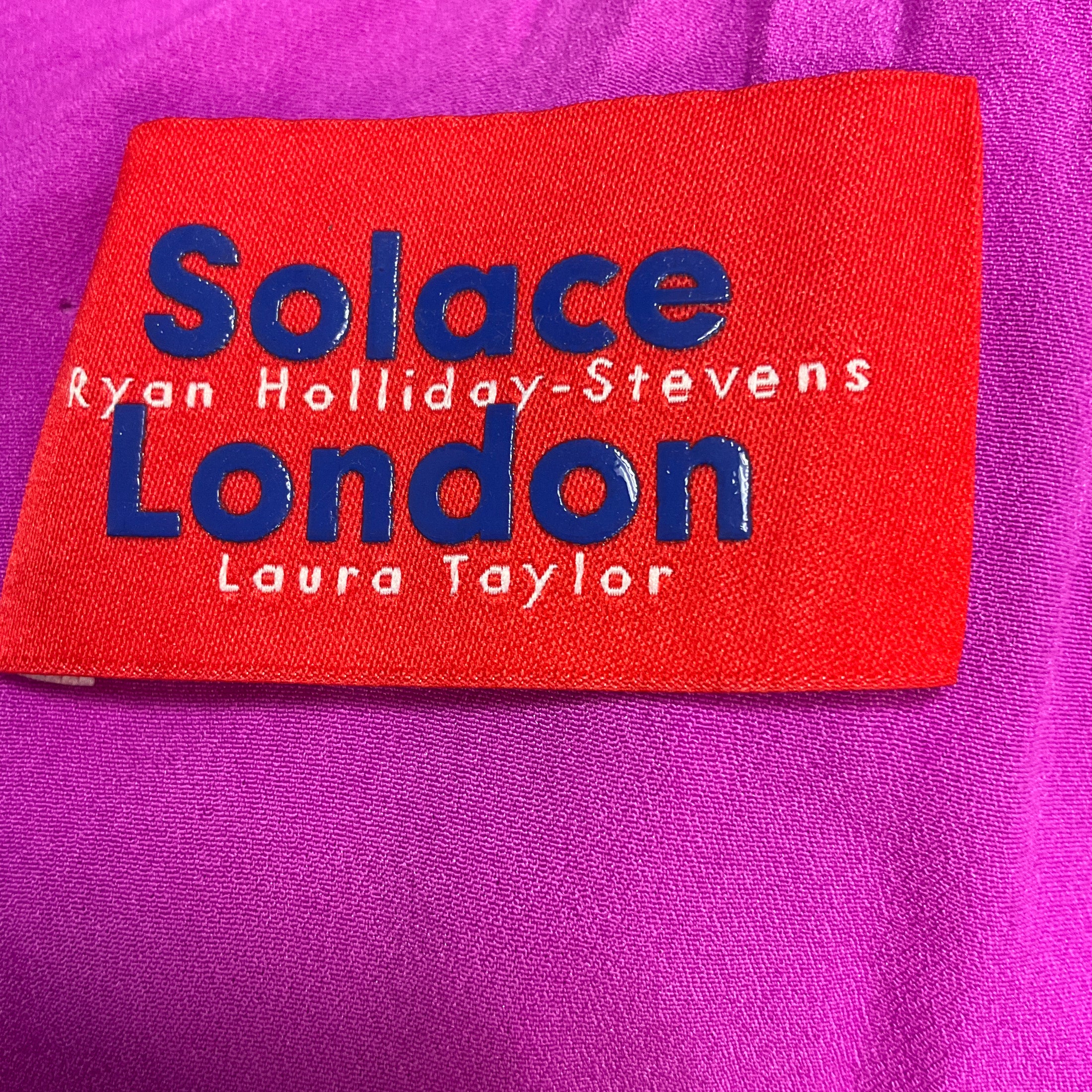 Solace London Magenta Tanzy Pleated Bow Waist Long Sleeve Mini Dress