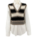 Load image into Gallery viewer, Veronica Beard Brown / White Spear Mixed Media Vest


