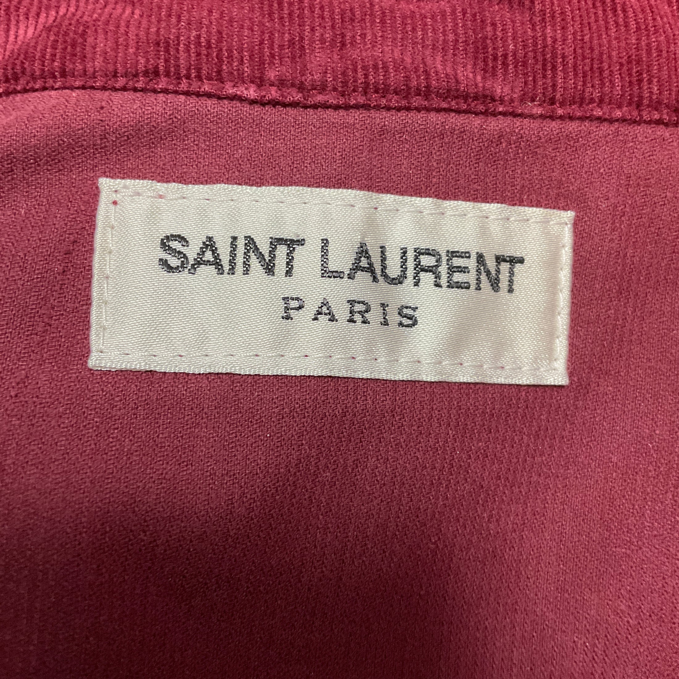 Saint Laurent Burgundy Cotton Corduroy Western Shirt