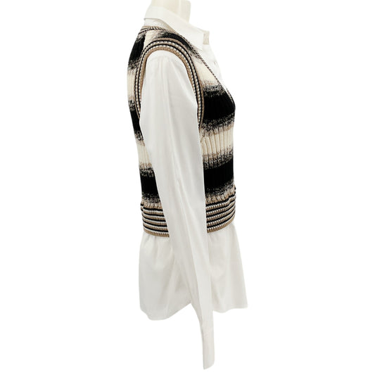 Veronica Beard Brown / White Spear Mixed Media Vest