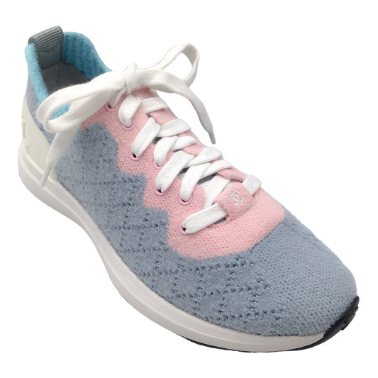 Chanel Grey / Pink / Blue 2019 Mixed Fabric Knit Sneakers
