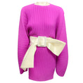 Load image into Gallery viewer, Solace London Magenta Tanzy Pleated Bow Waist Long Sleeve Mini Dress
