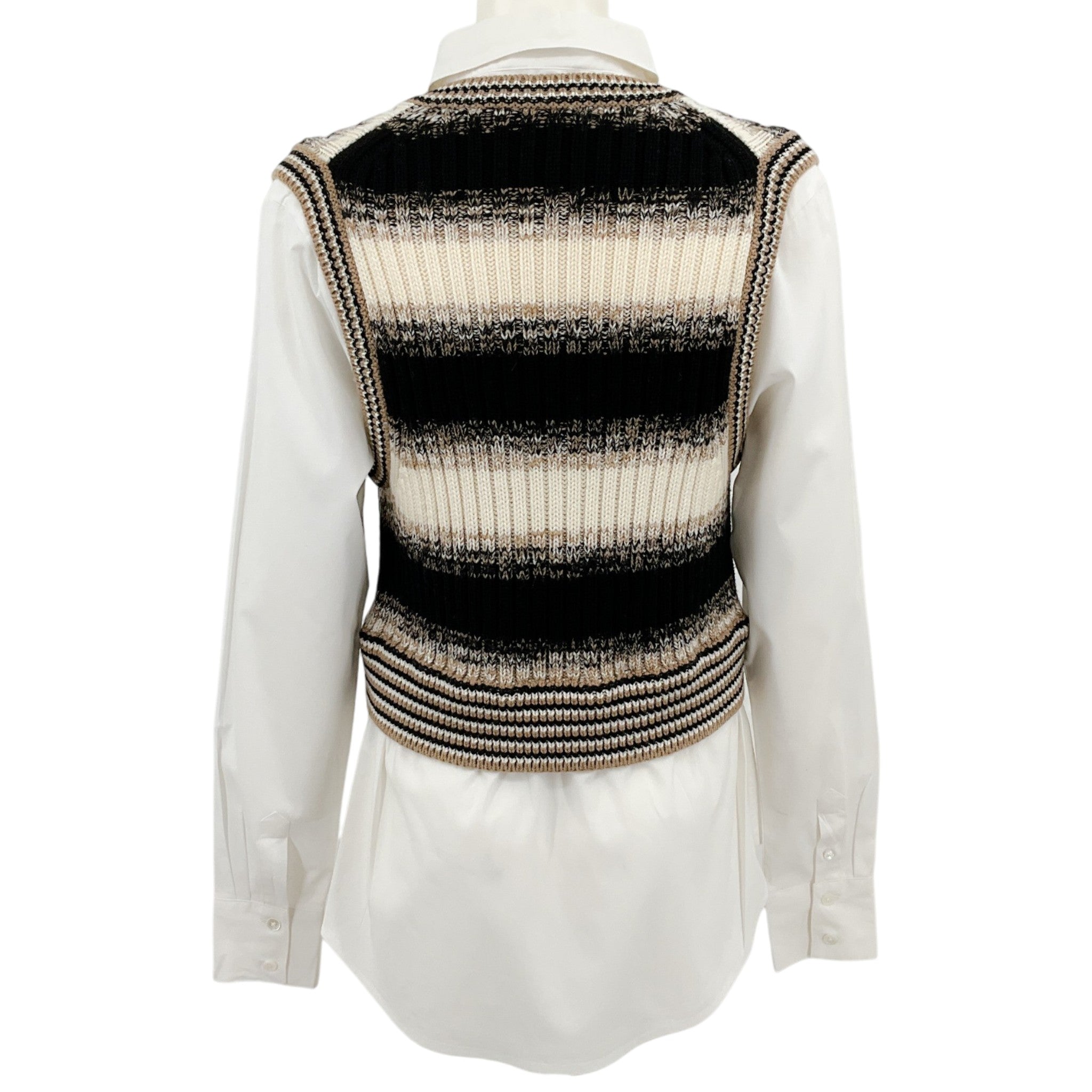 Veronica Beard Brown / White Spear Mixed Media Vest
