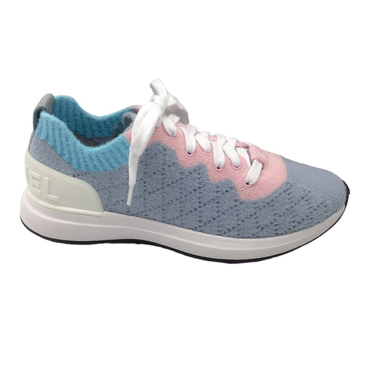 Chanel Grey / Pink / Blue 2019 Mixed Fabric Knit Sneakers
