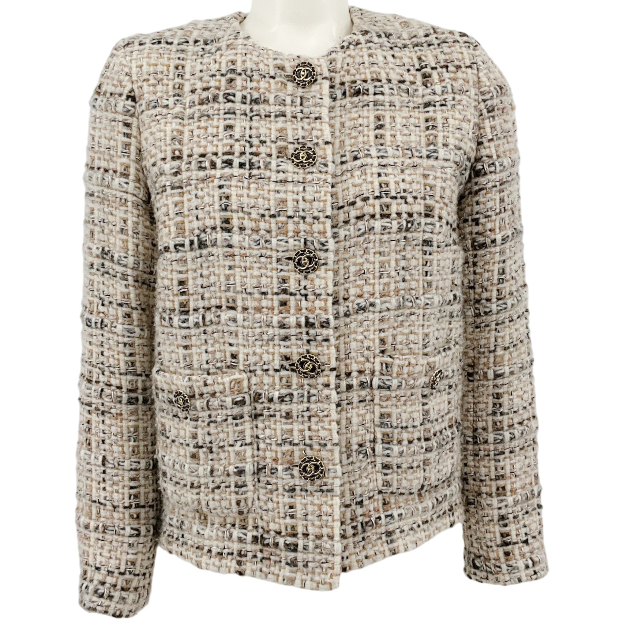 Chanel Ivory / Brown Wool Tweed Jacket
