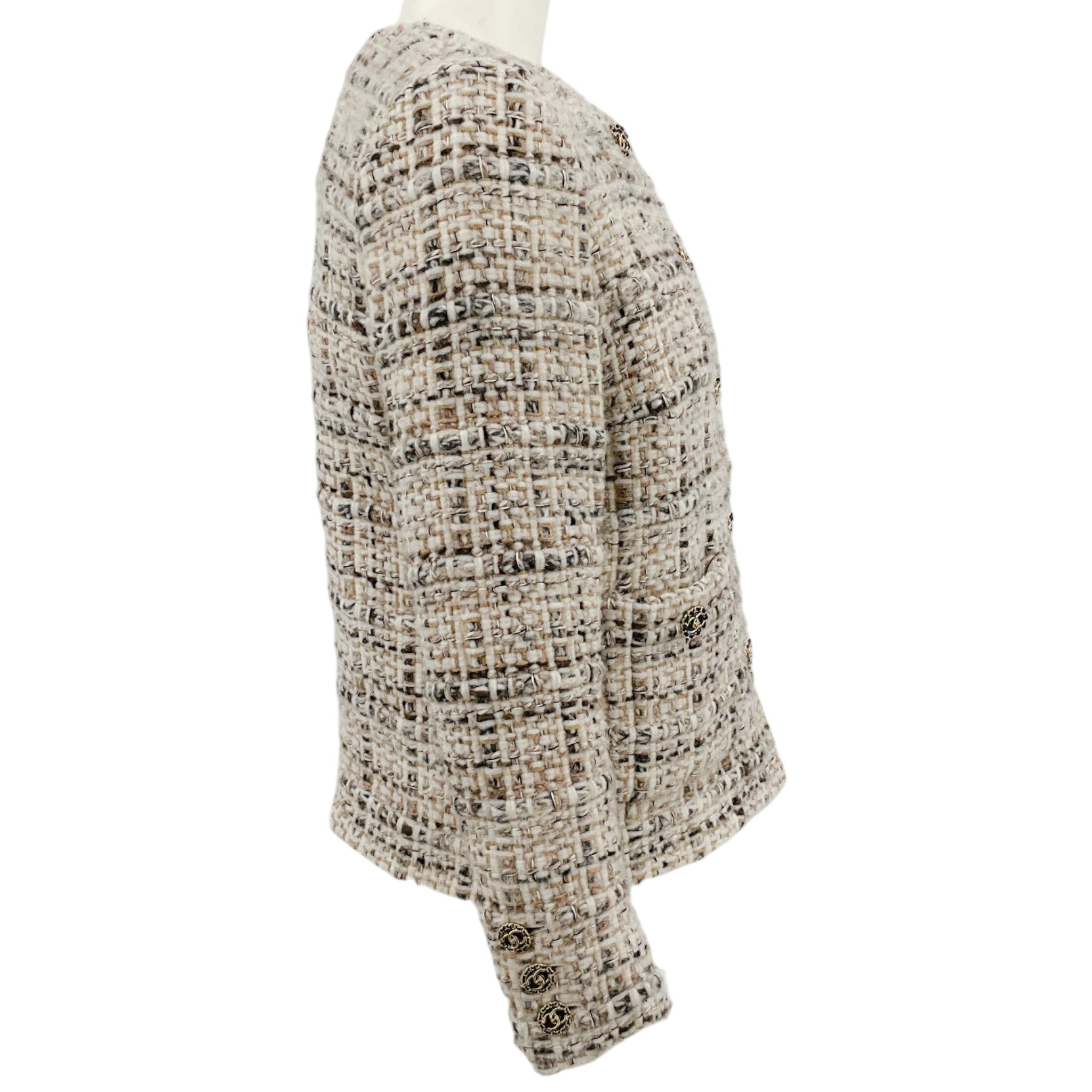 Chanel Ivory / Brown Wool Tweed Jacket
