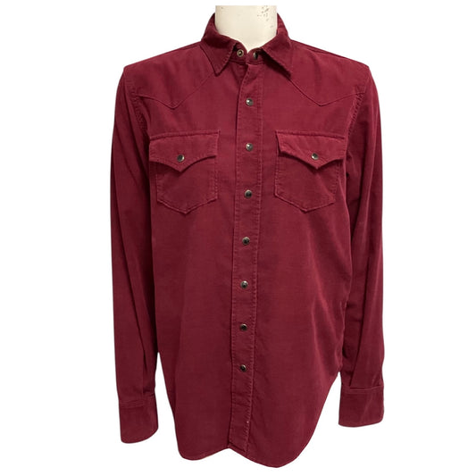Saint Laurent Burgundy Cotton Corduroy Western Shirt