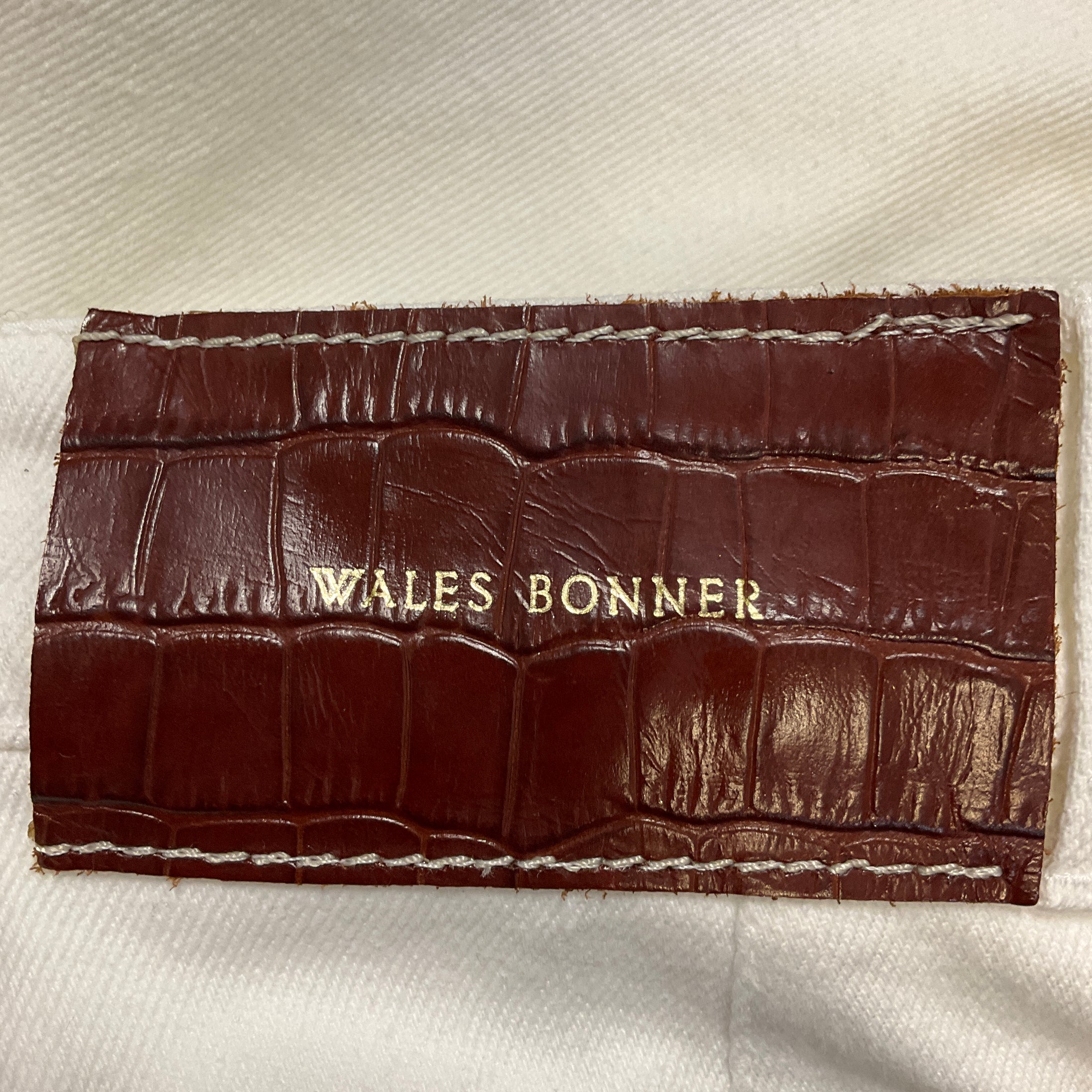 Wales Bonner White / Silver Stud Detail Straight Leg Denim Jeans