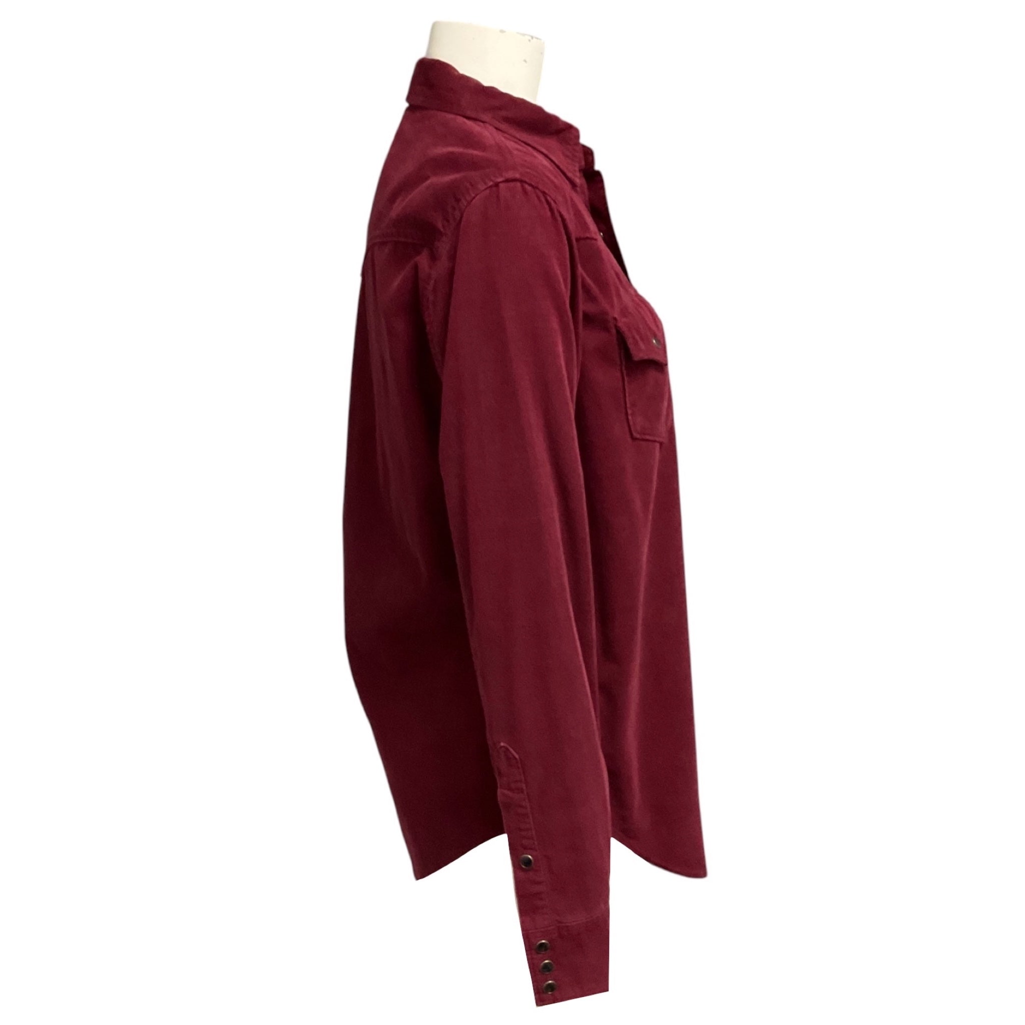 Saint Laurent Burgundy Cotton Corduroy Western Shirt