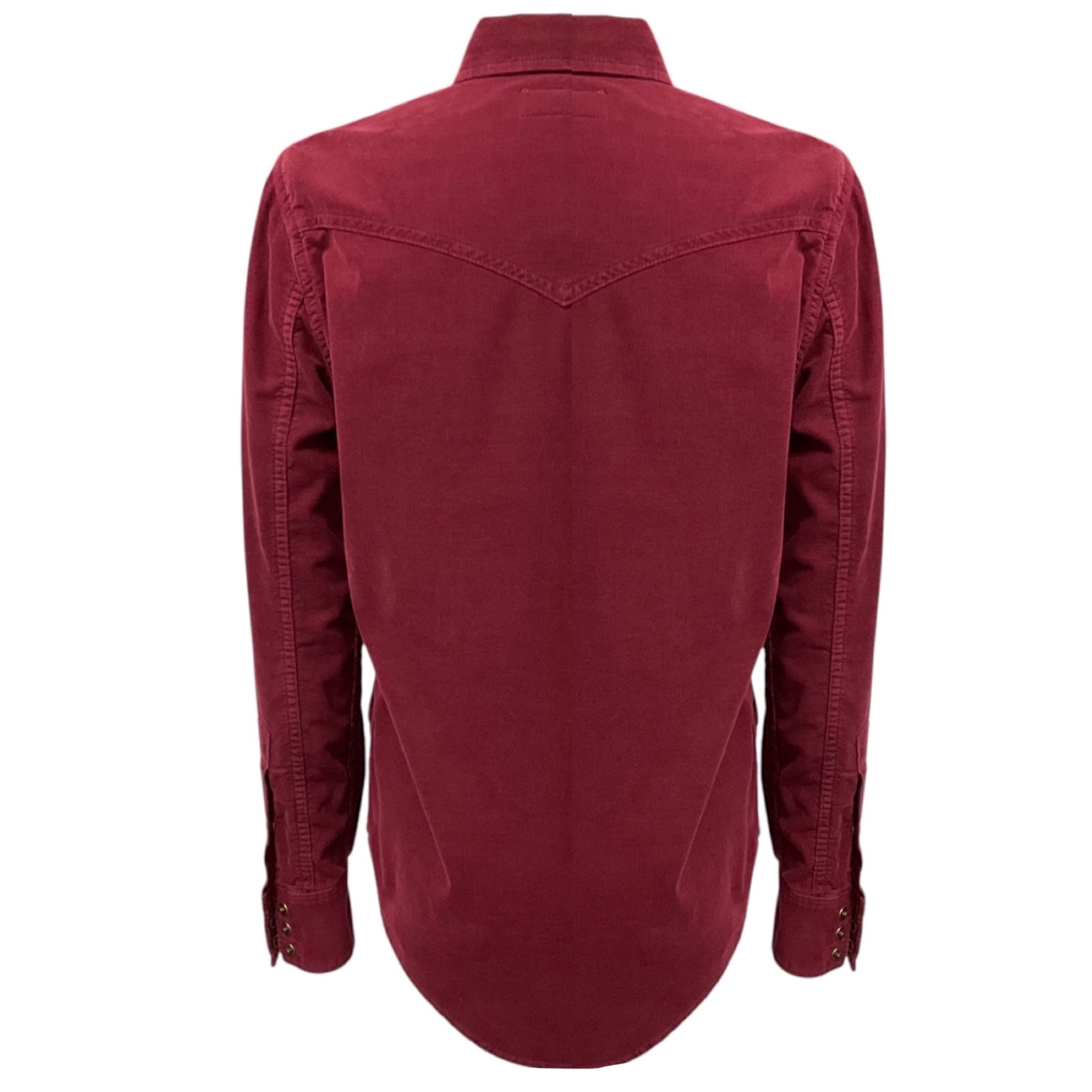 Saint Laurent Burgundy Cotton Corduroy Western Shirt