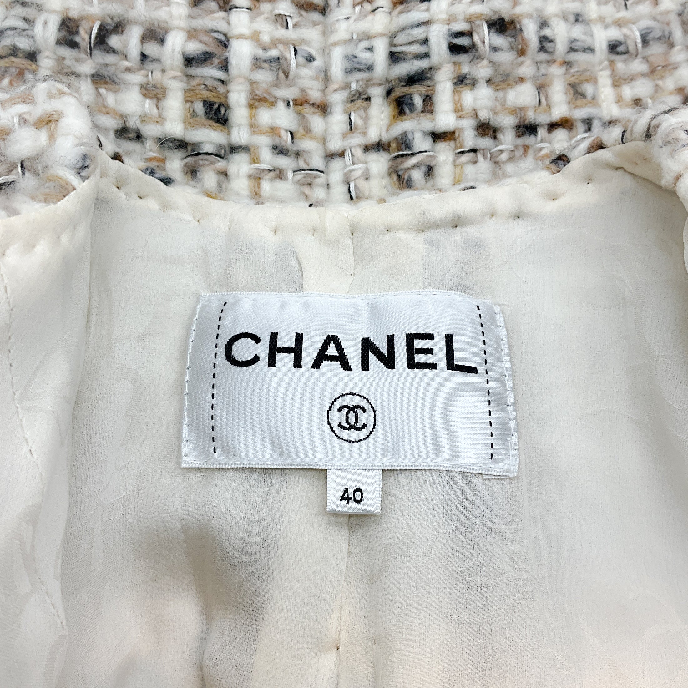 Chanel Ivory / Brown Wool Tweed Jacket