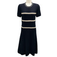 Load image into Gallery viewer, Tory Burch Navy Blue / Ivory Short Sleeved Wool Knit Dress
