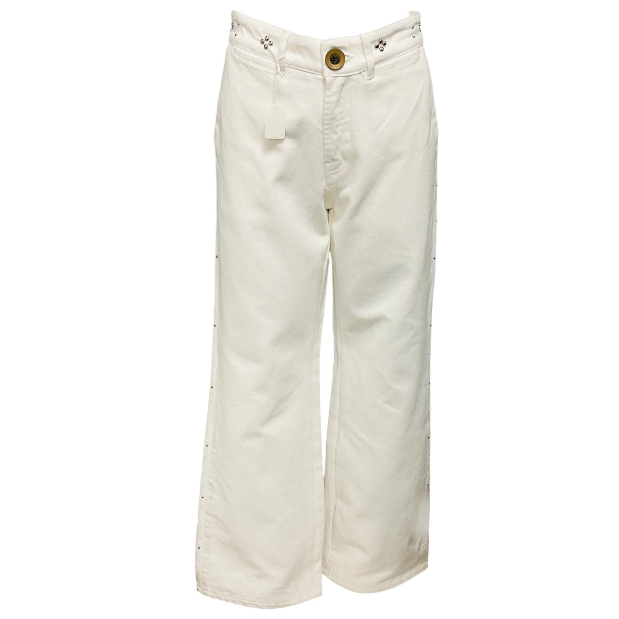 Wales Bonner White / Silver Stud Detail Straight Leg Denim Jeans